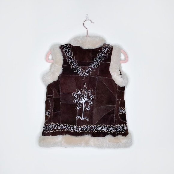 ⚡️SOLD⚡️ VINTAGE 70s afghan boho folk art shearling vest - size xxs - Picture 3 of 6